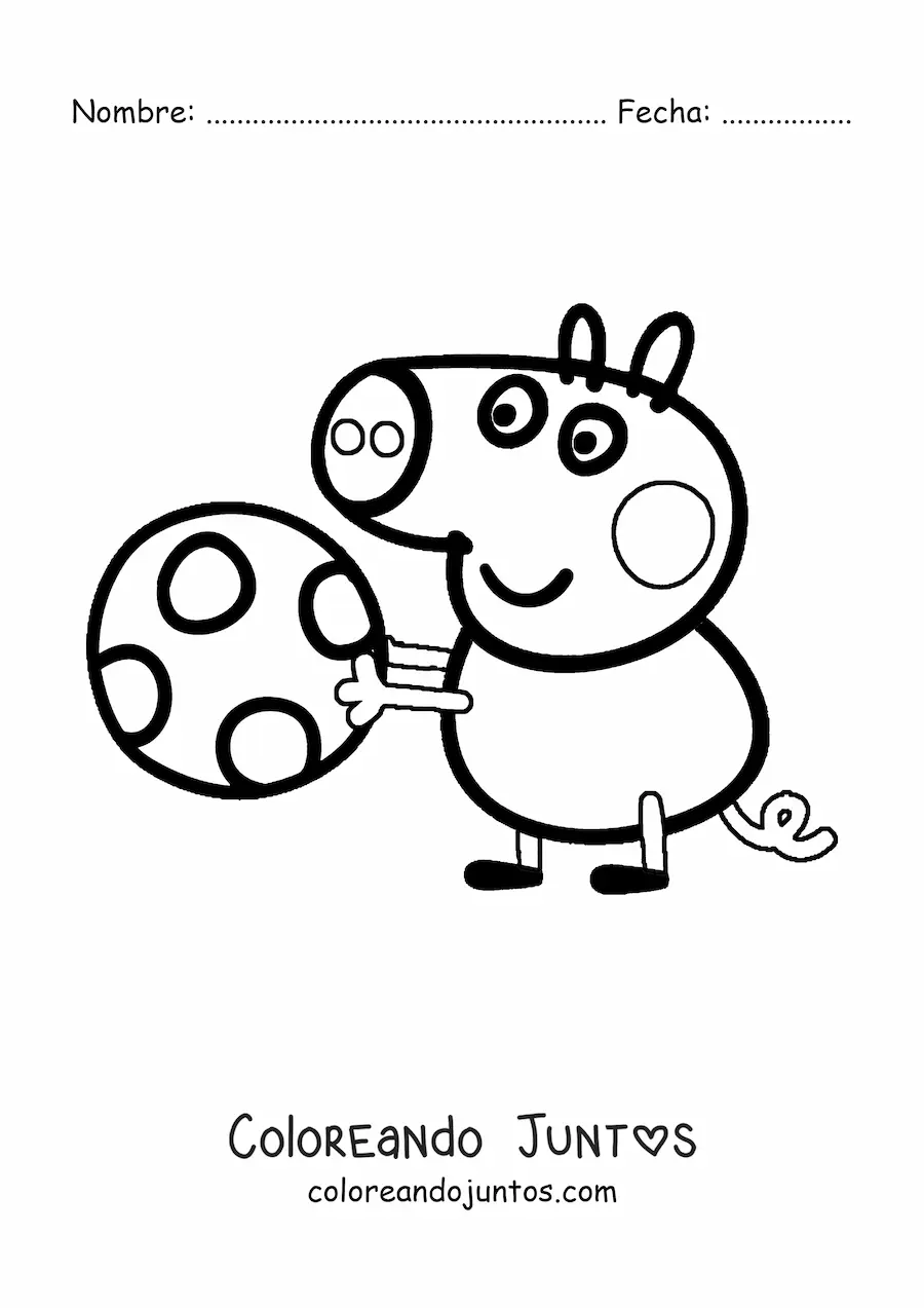 Imagen para colorear de George jugando con una pelota