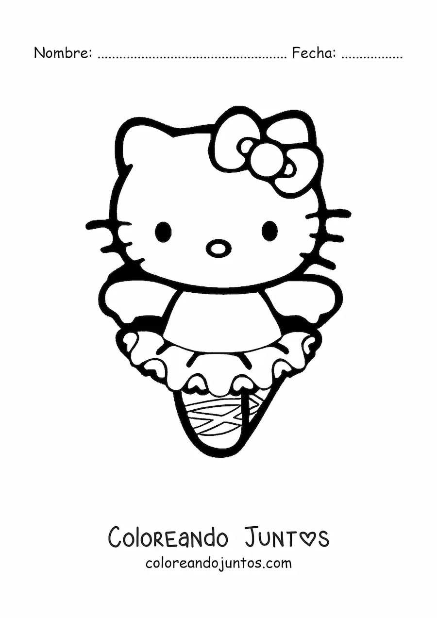 Imagen para colorear de Hello Kitty vestida como bailarina