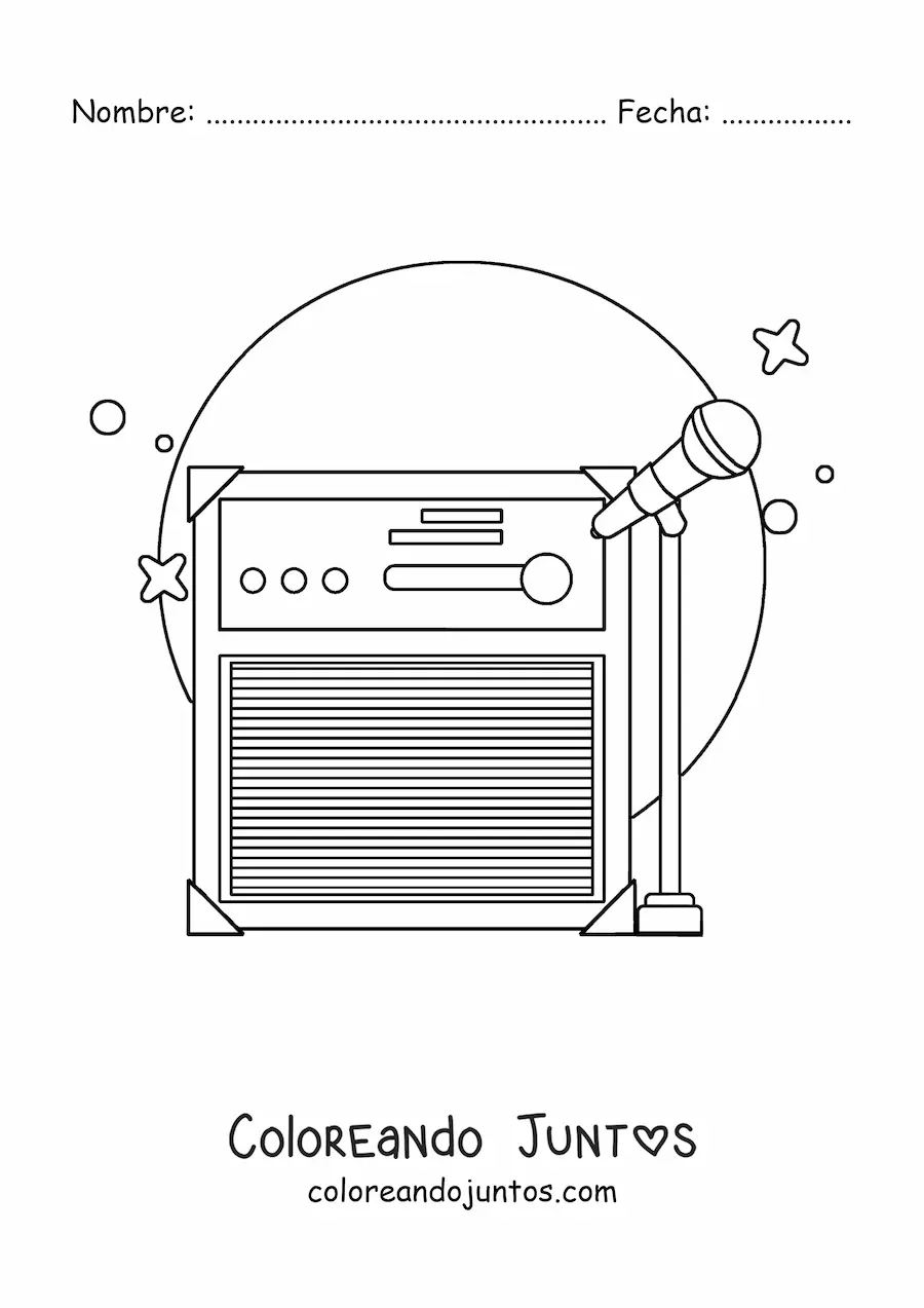 Imagen para colorear de micrófono de pie con amplificador