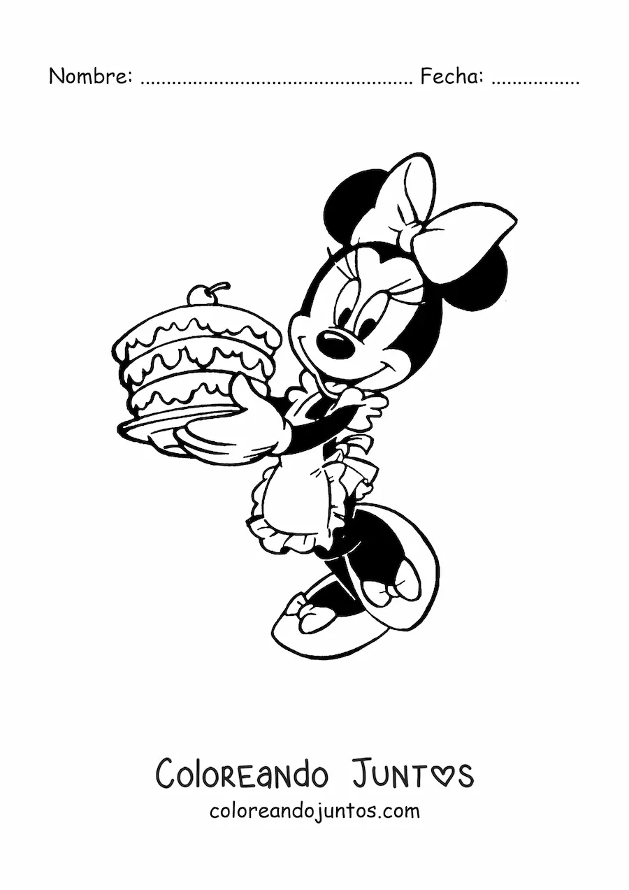Imagen para colorear de Minnie con un pastel