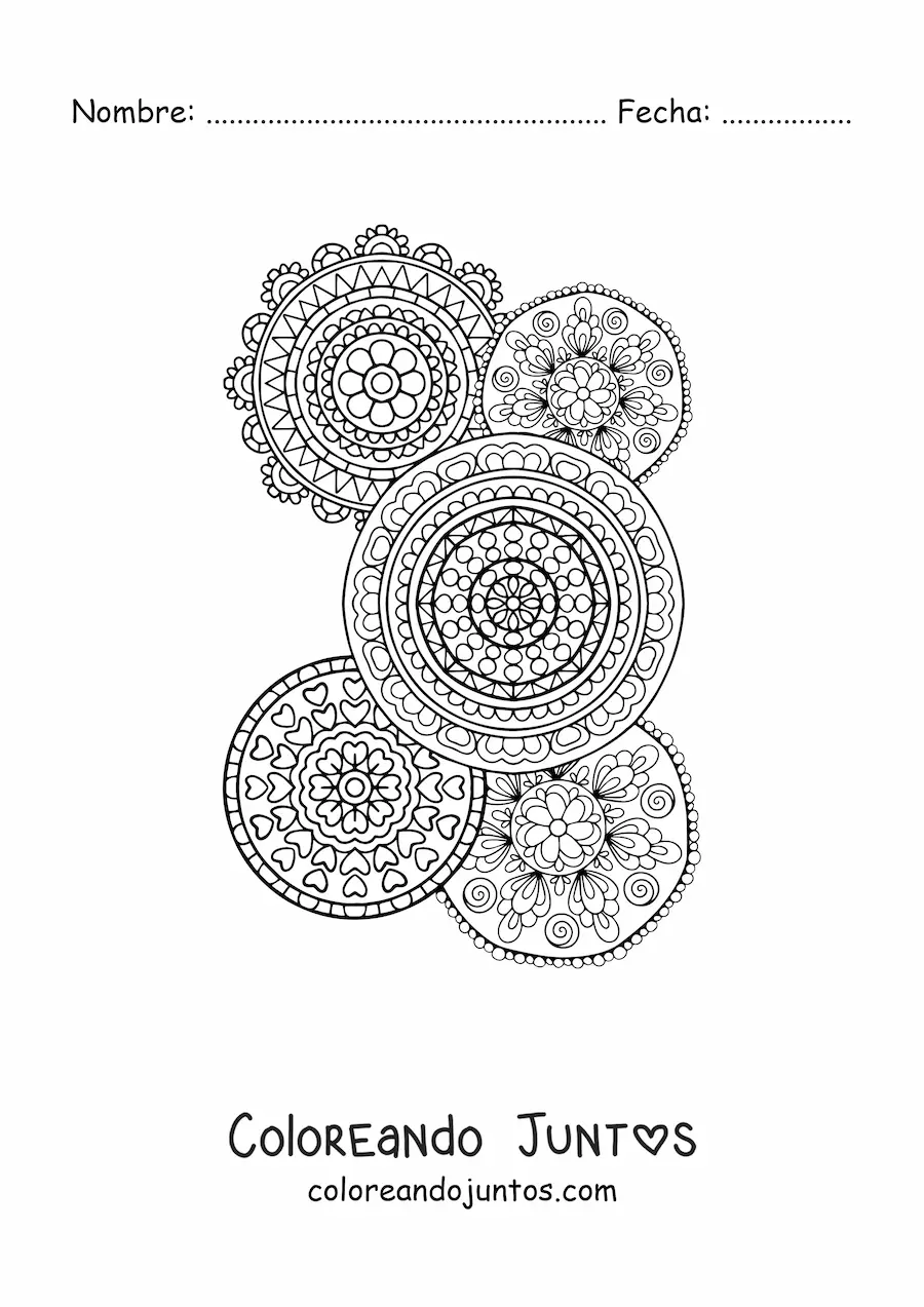 Imagen para colorear de un mandalas estilo Zentangle