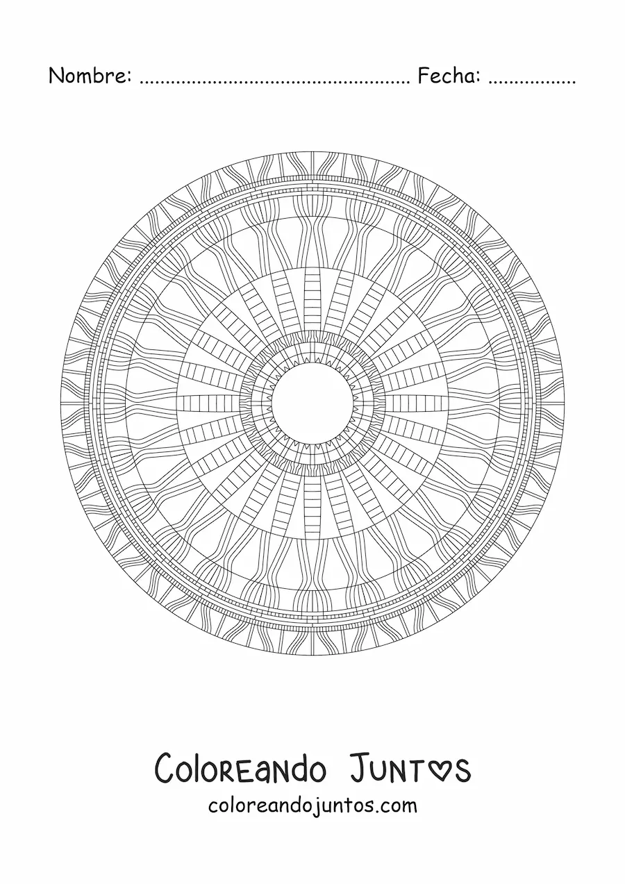 Imagen para colorear de un mandala con figuras geométricas