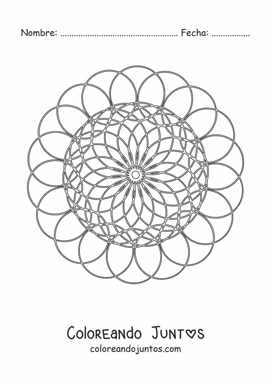 Imagen para colorear de un mandala con círculos