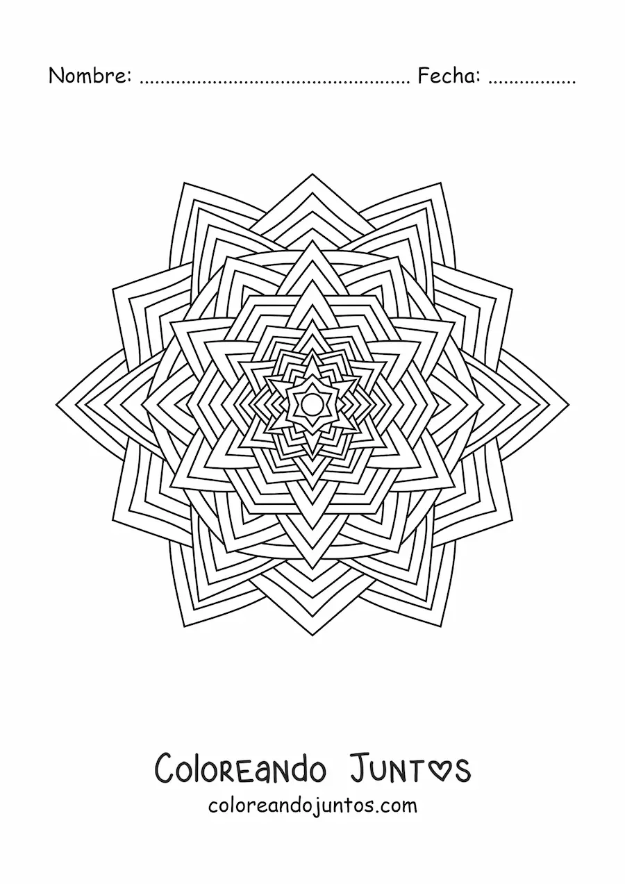 Imagen para colorear de un mandala con triángulos