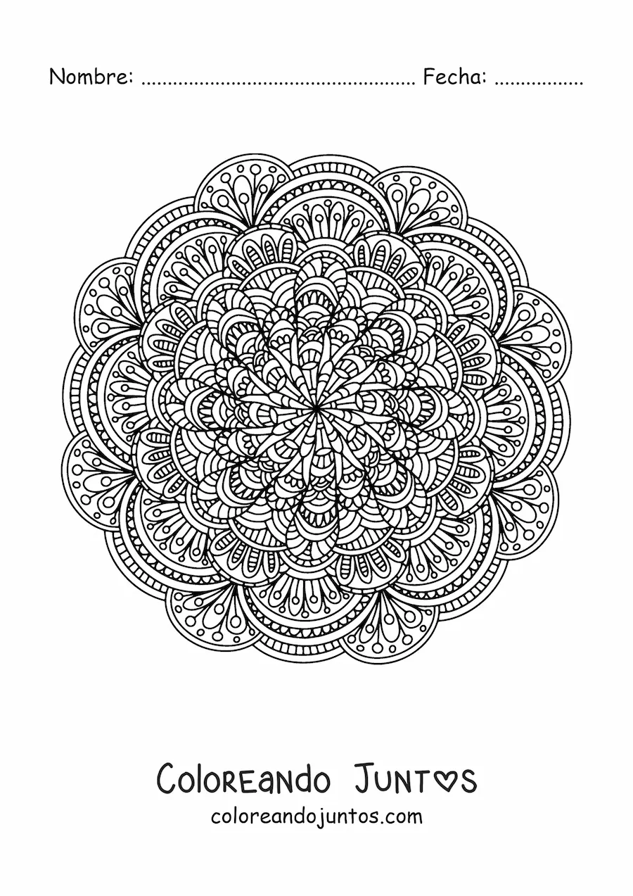 Imagen para colorear de un mandala abstracto difícil
