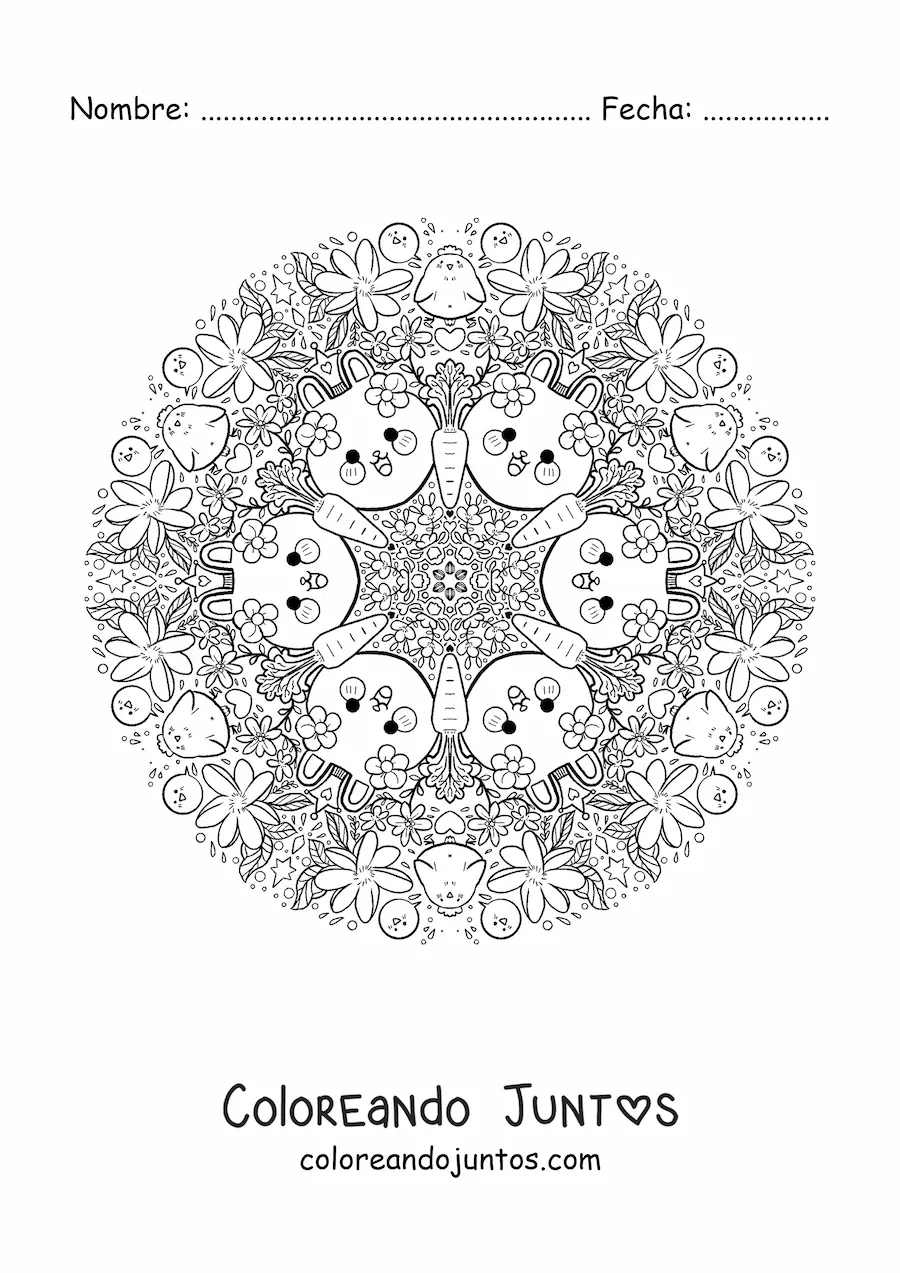Imagen para colorear de mandala de Pascua para niños