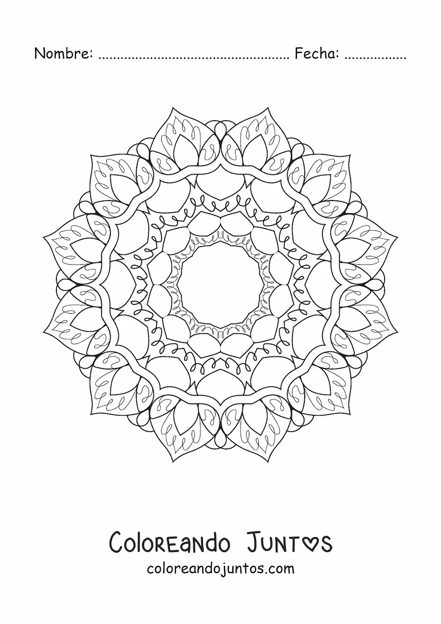 Imagen para colorear de mandala para adultos mayores