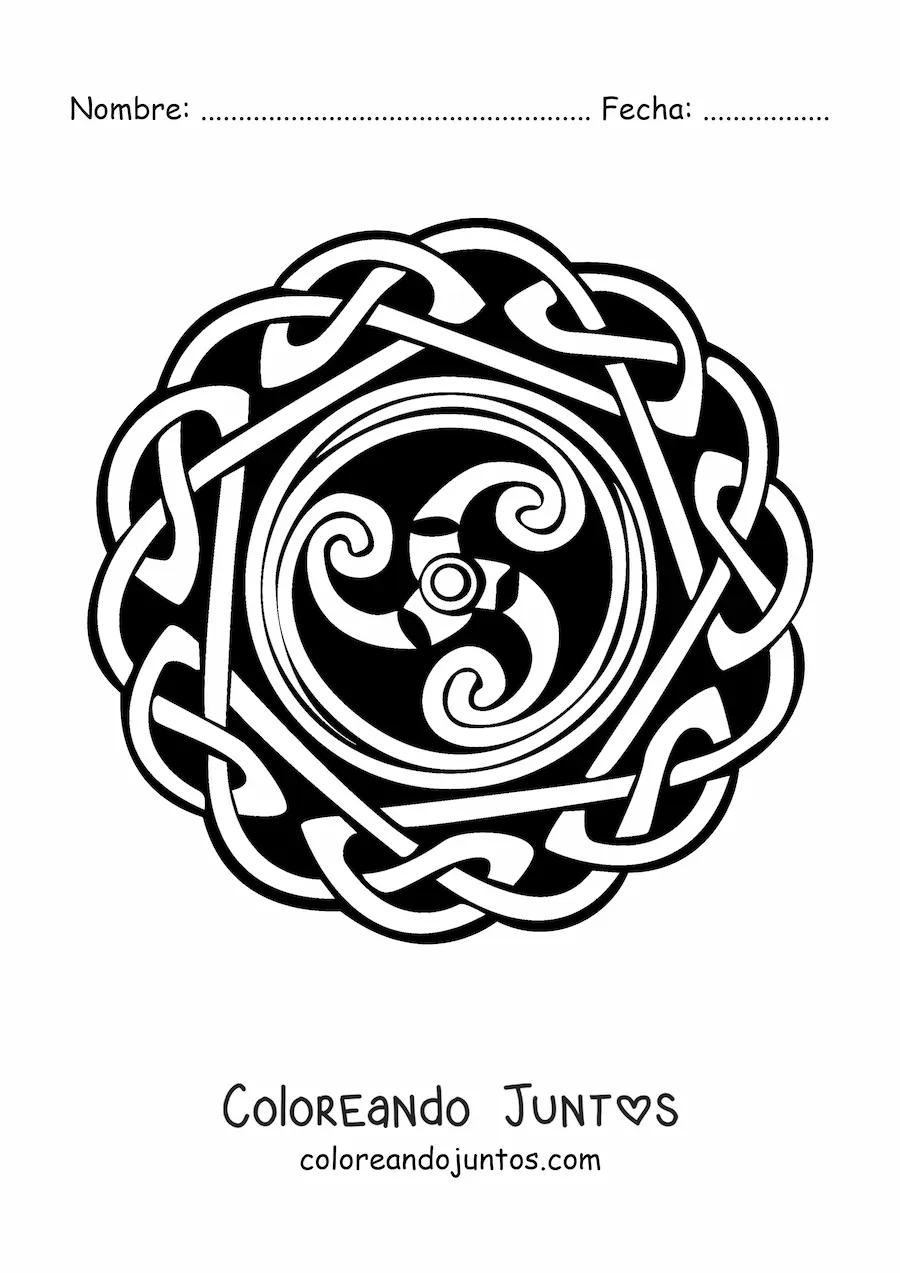 Imagen para colorear de mandala celta con espiral