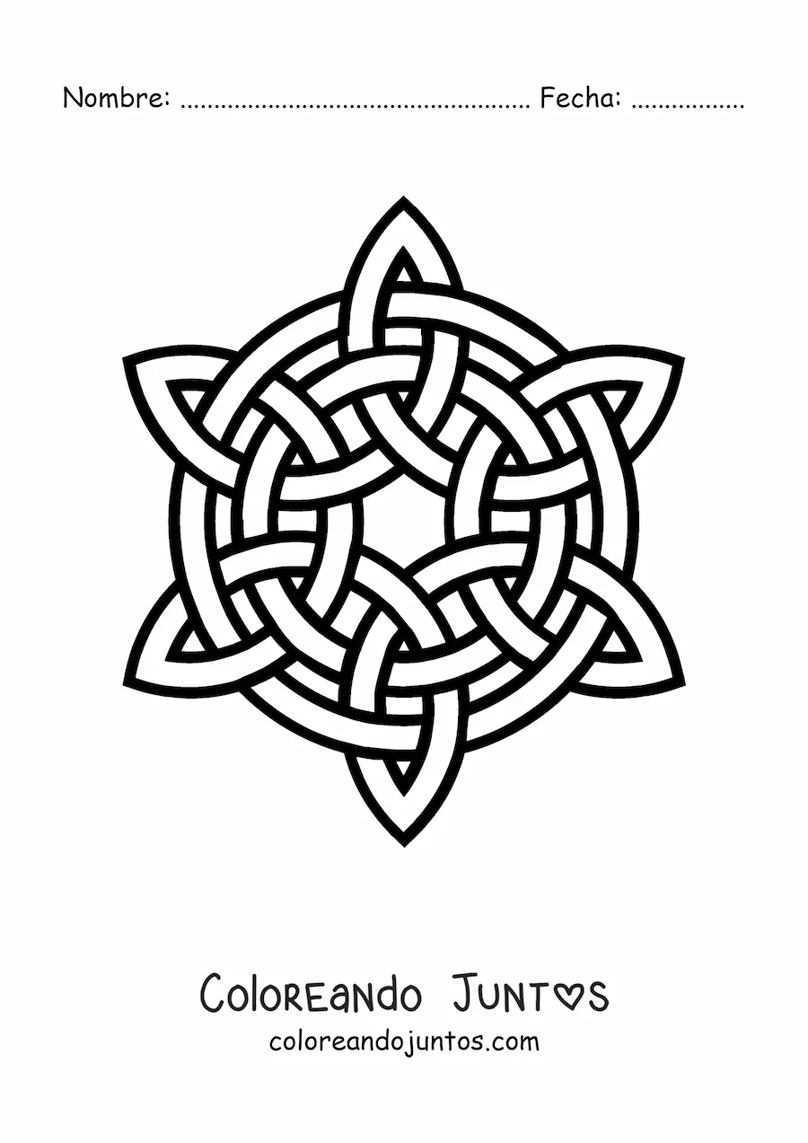Imagen para colorear de mandala de nudo celta