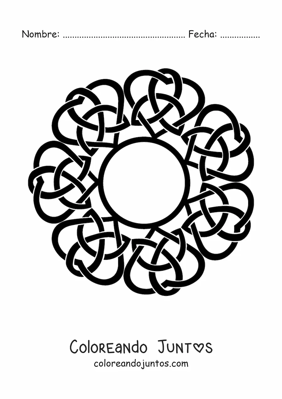 Imagen para colorear de mandala de nudo celta