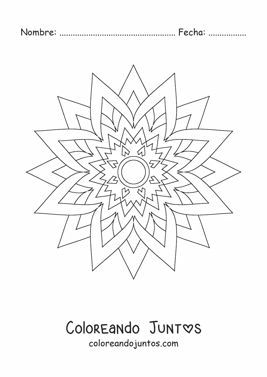 Imagen para colorear de mandala de estrella fácil