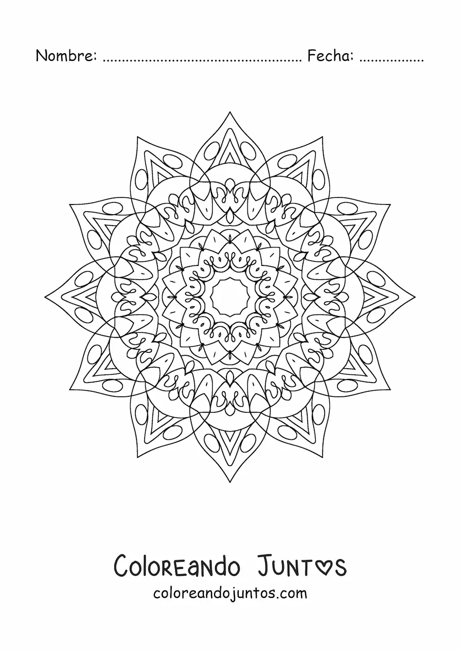 Imagen para colorear de mandala de estrella difícil