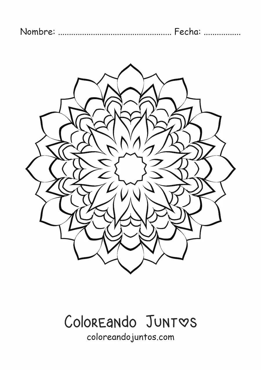 Imagen para colorear de mandala de estrella difícil