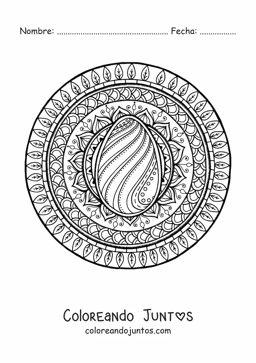 Imagen para colorear de mandala de huevo de Pascua