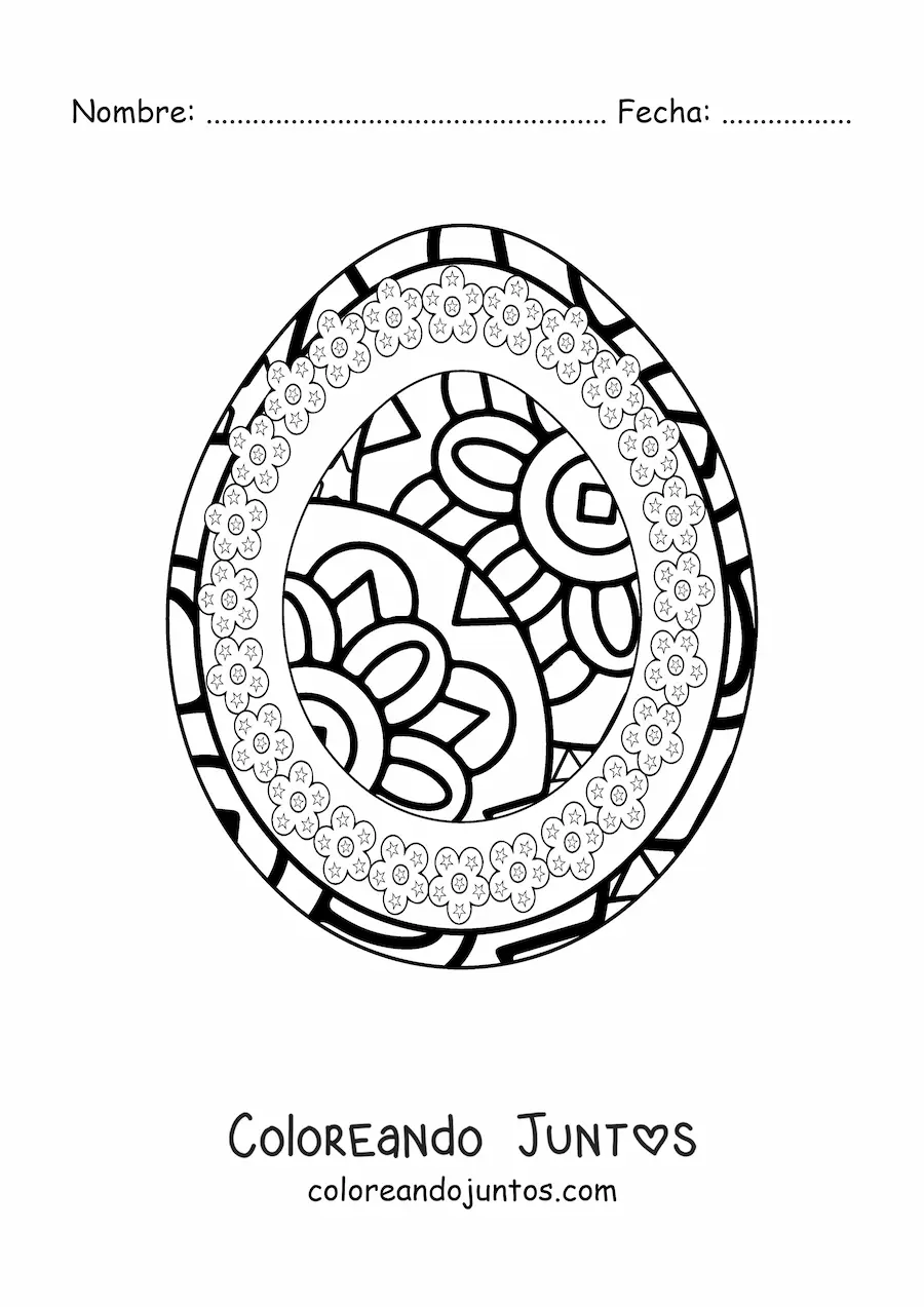 Imagen para colorear de mandala de huevo de Pascua para niños
