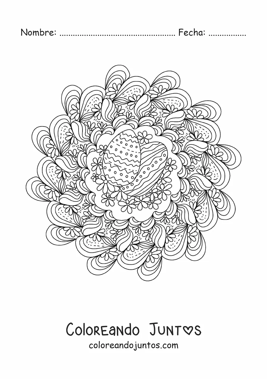 Imagen para colorear de mandala de huevos de Pascua