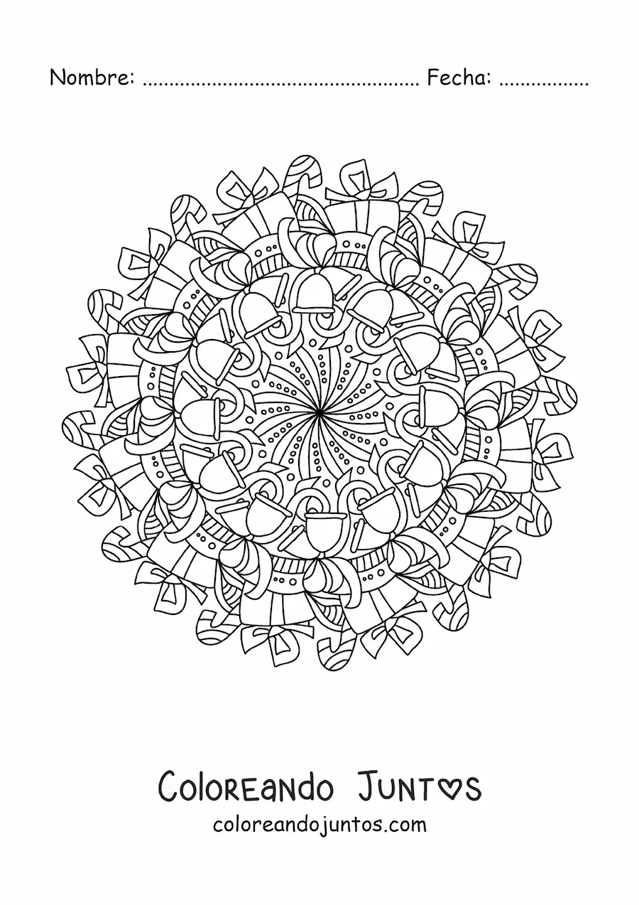 Imagen para colorear de mandala de regalos de Navidad