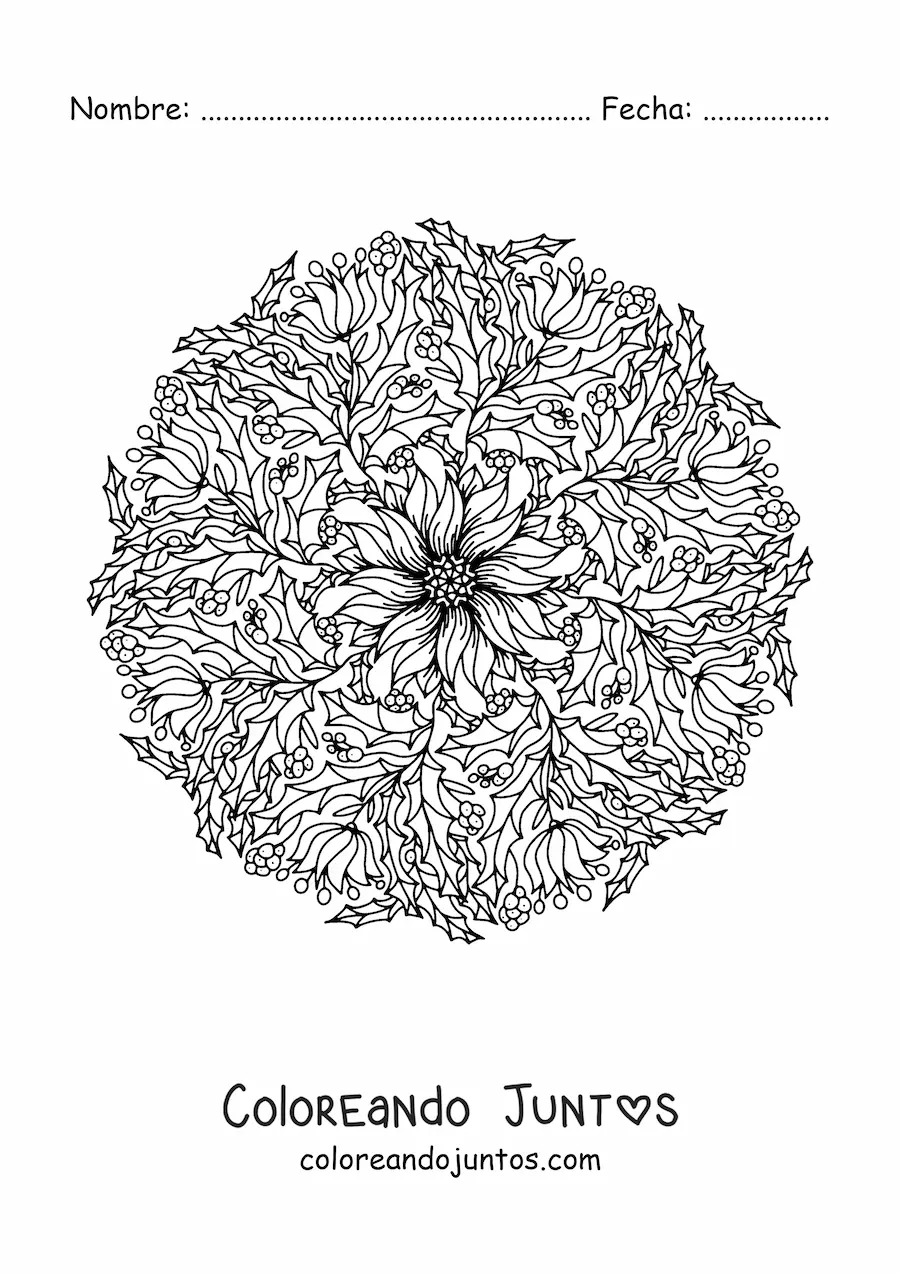 Imagen para colorear de mandala de Navidad para adultos