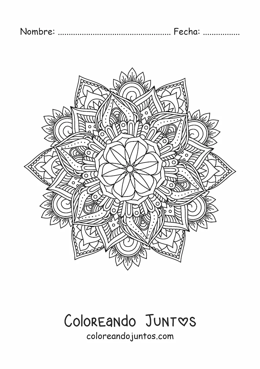 Imagen para colorear de mandala budista difícil