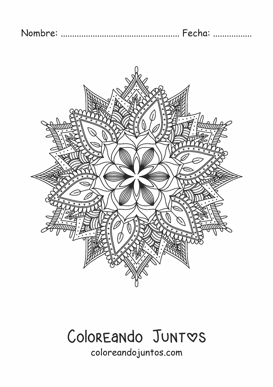 Imagen para colorear de mandala budista difícil