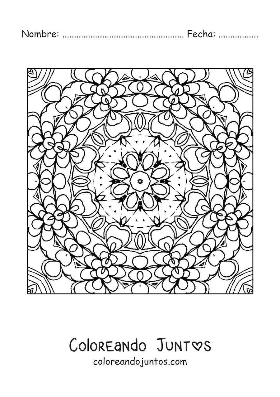 Imagen para colorear de mandala cuadrada abstracta