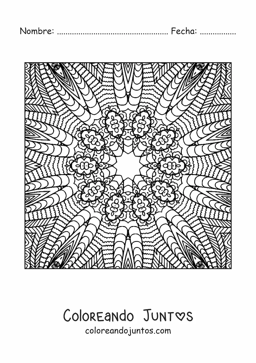Imagen para colorear de mandala cuadrada abstracta