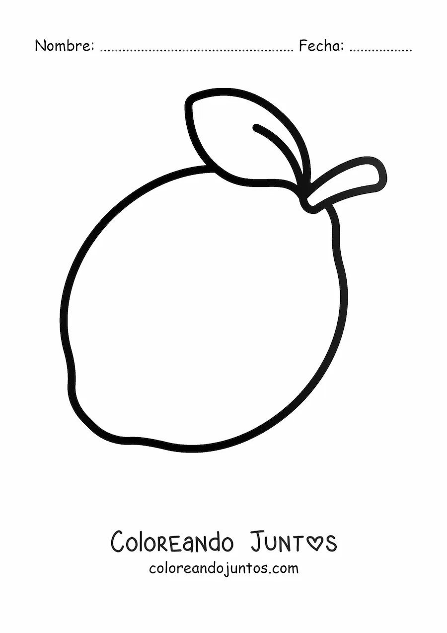 Imagen para colorear de un limón con hoja