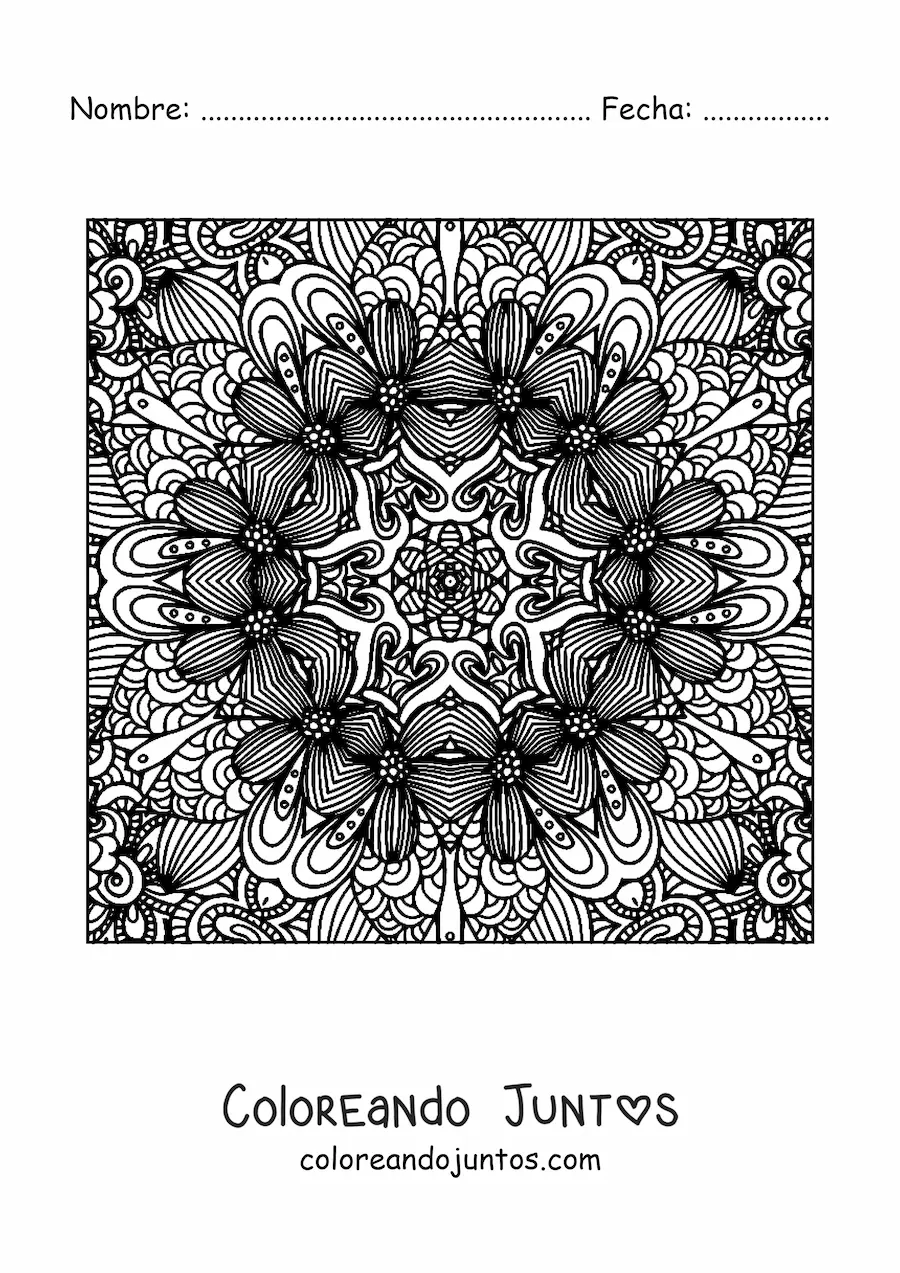 Imagen para colorear de mandala cuadrada para relajarse 5