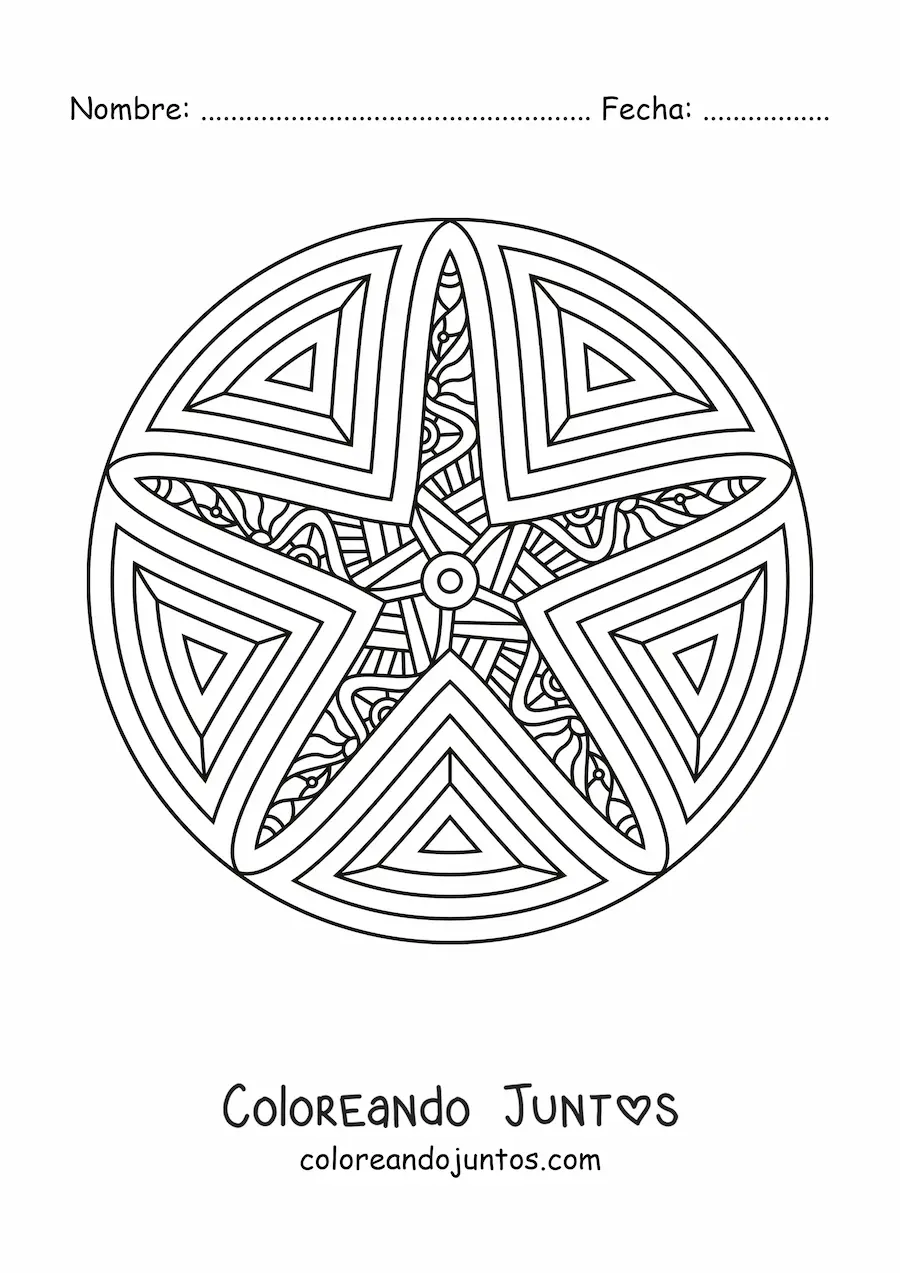 Imagen para colorear de mandala de estrella de mar estilo Zentangle