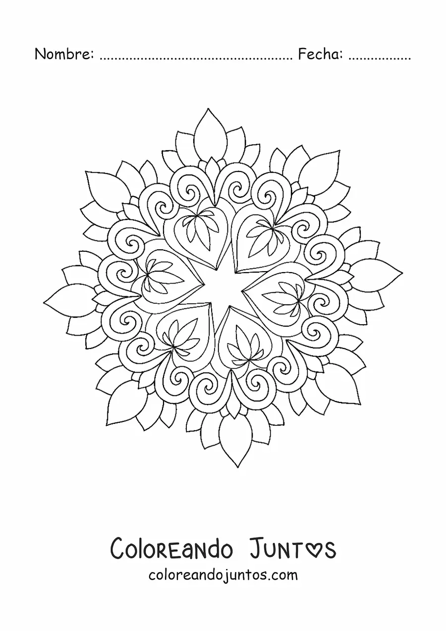 Imagen para colorear de mandala para combatir la ansiedad