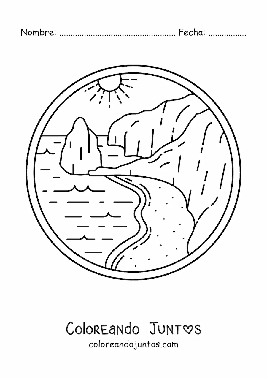 Imagen para colorear de paisaje de la costa
