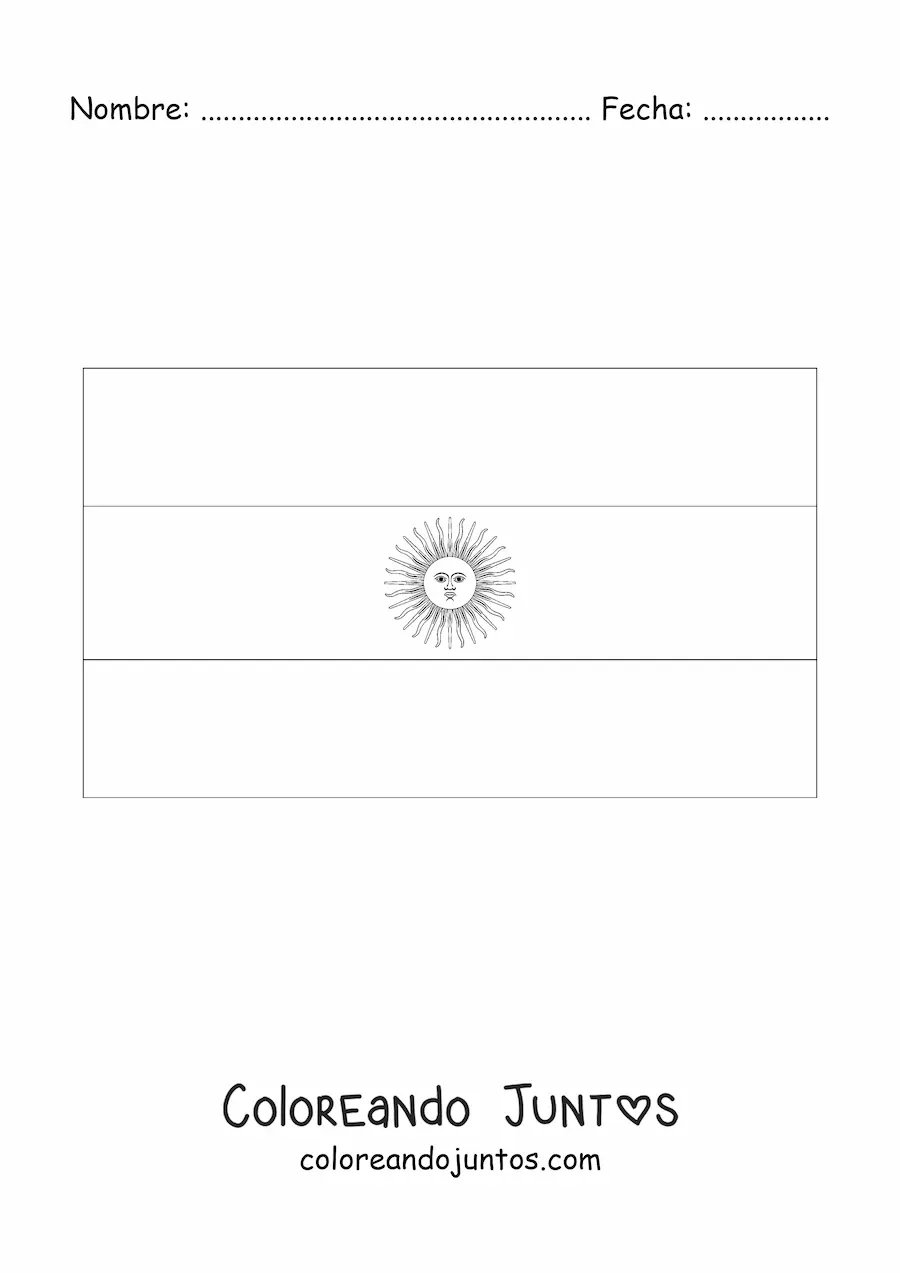 Imagen para colorear de la bandera de Argentina horizontal