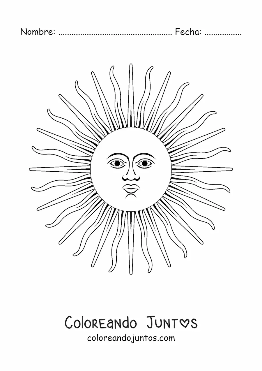 Imagen para colorear del sol de la bandera de Argentina