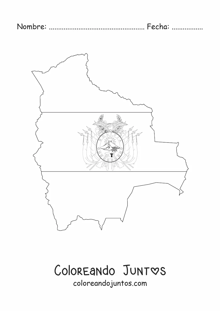 Imagen para colorear de la bandera de Bolivia en un mapa