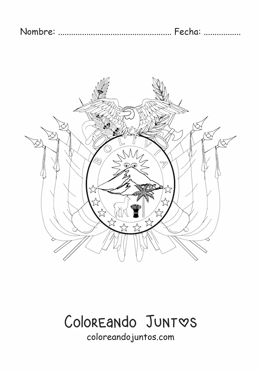 Imagen para colorear de escudo de la bandera de Bolivia