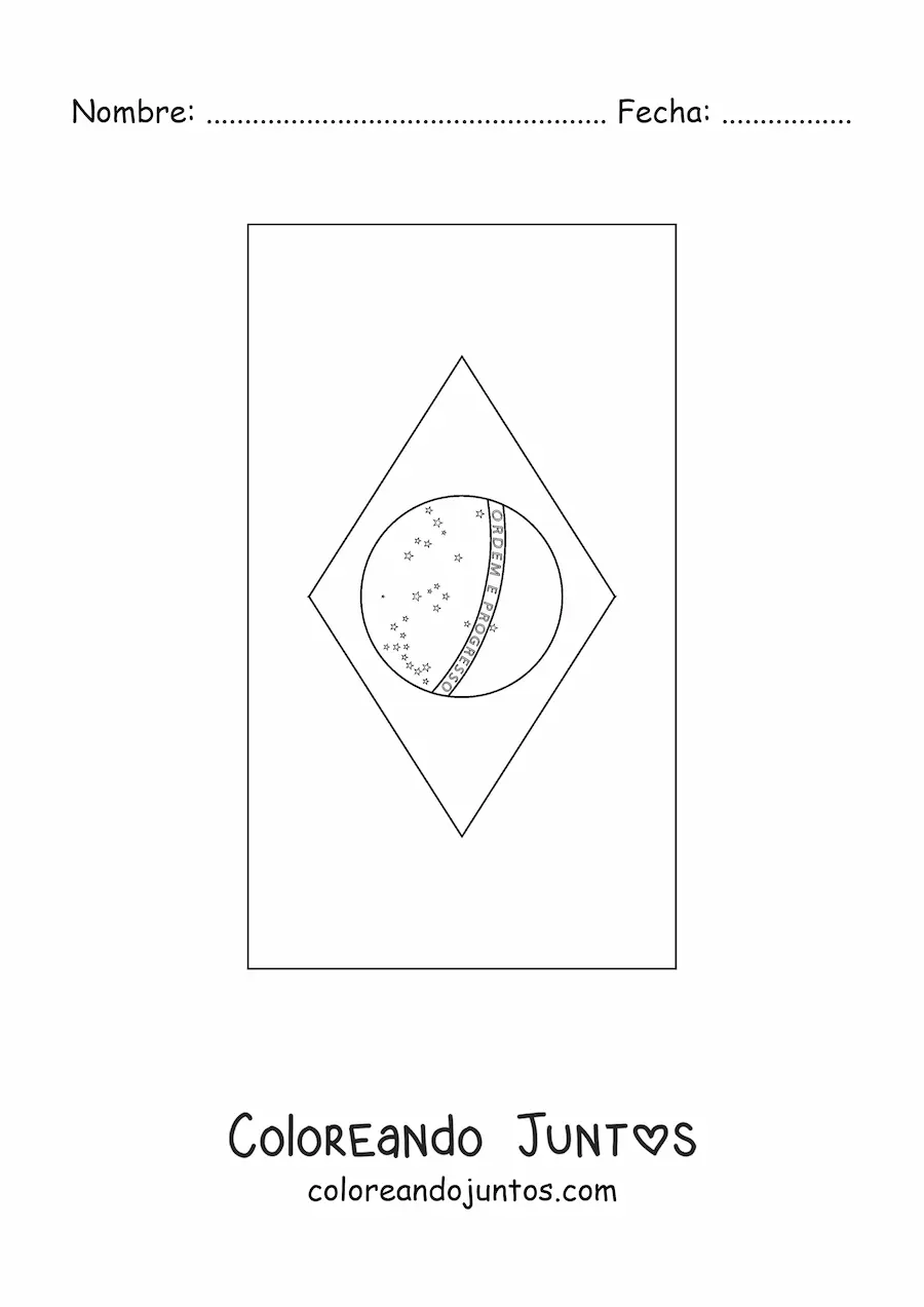 Imagen para colorear de la bandera de Brasil vertical