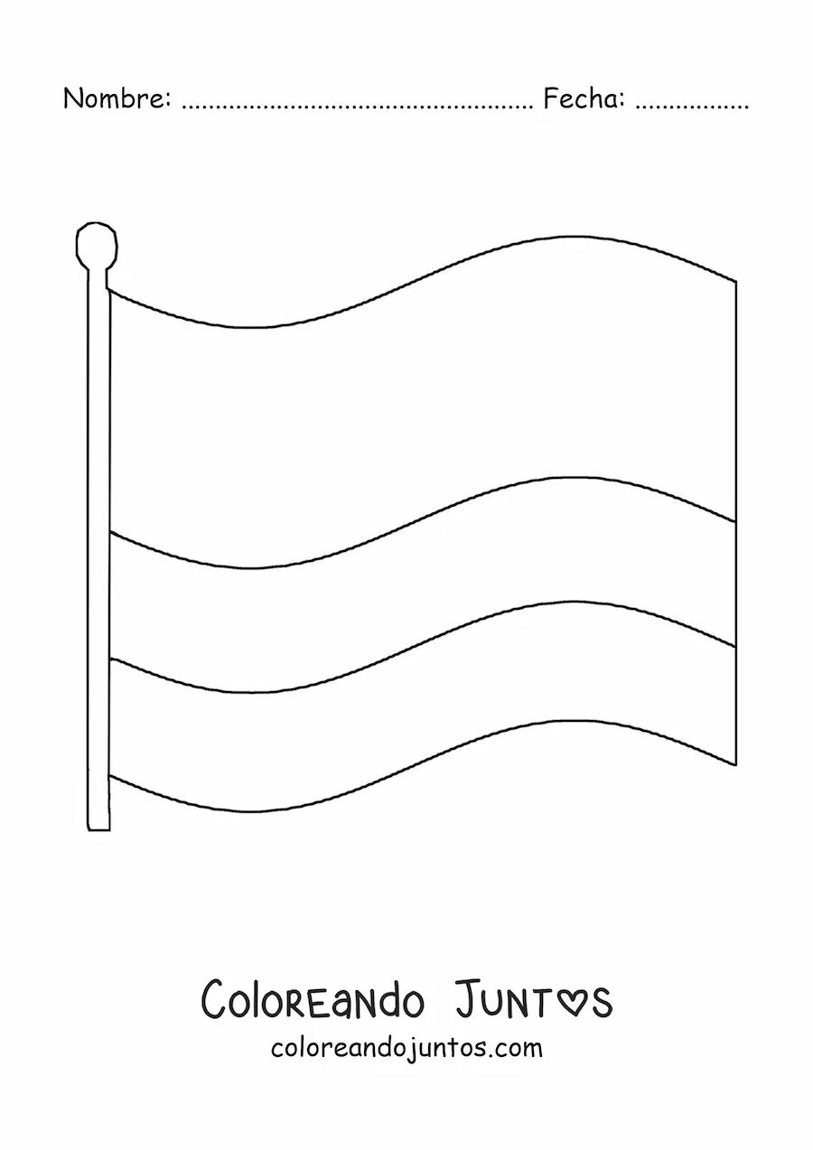 Imagen para colorear de la bandera de Colombia grande ondeando