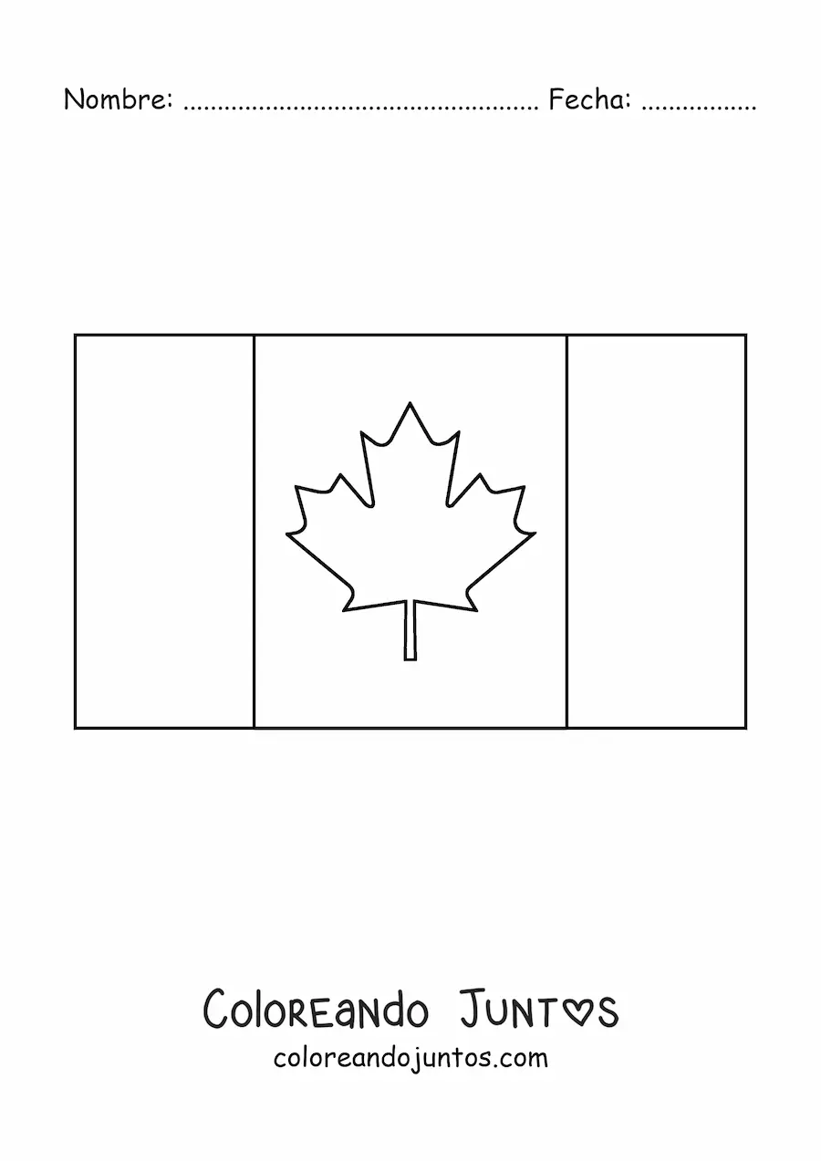 Imagen para colorear de la bandera de Canadá horizontal