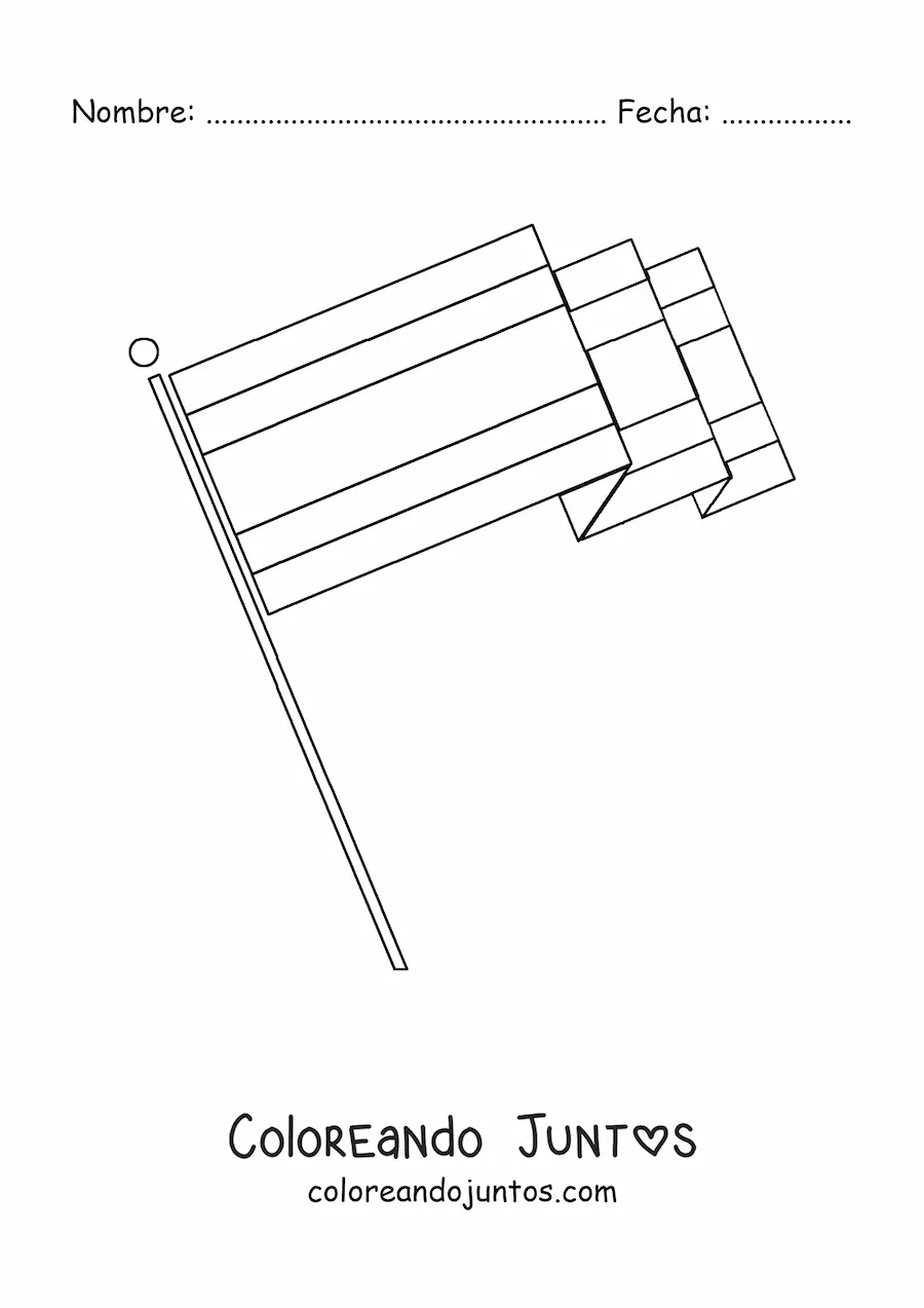 Imagen para colorear de la bandera de Costa Rica en un asta