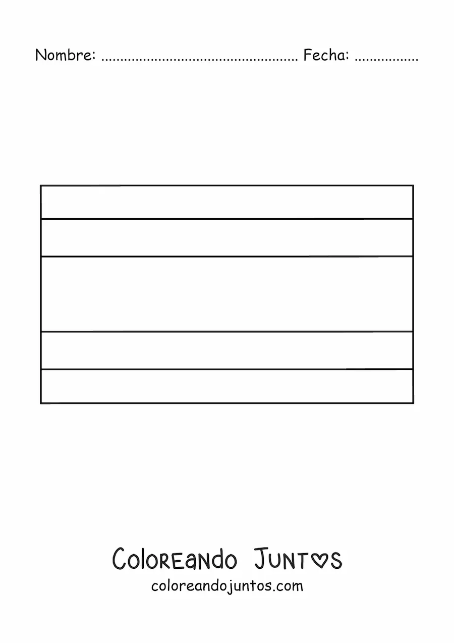Imagen para colorear de la bandera de Costa Rica horizontal