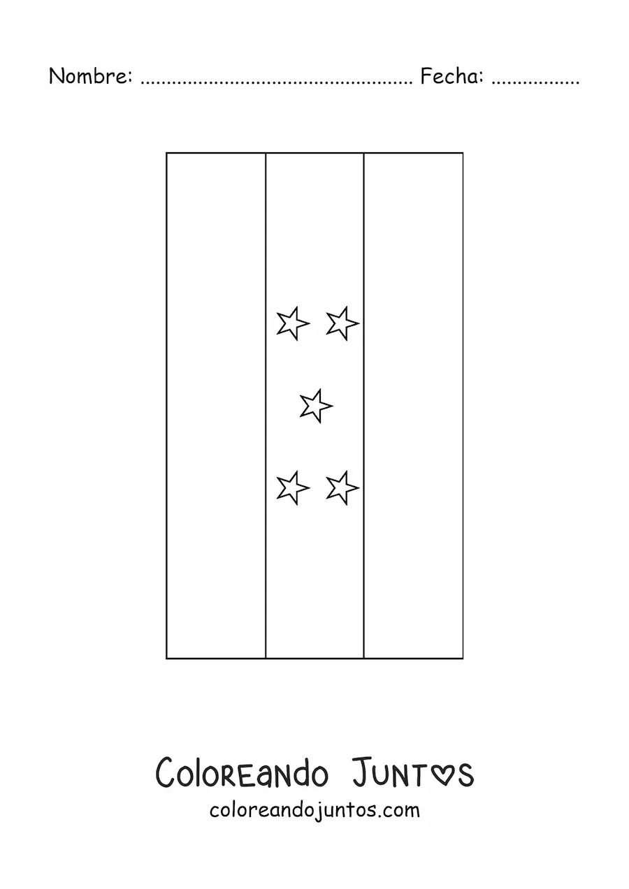 Imagen para colorear de la bandera de Honduras vertical
