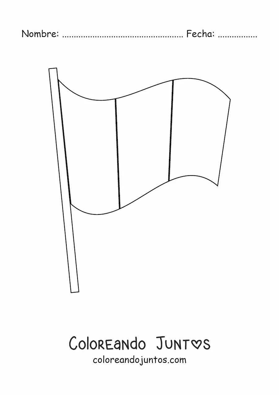 Imagen para colorear de bandera de italia ondeando en un asta
