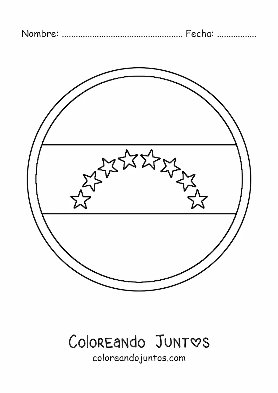 Imagen para colorear de emoji de bandera de venezuela redonda