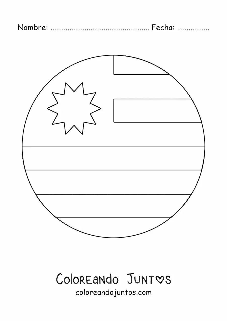 Imagen para colorear de emoji de bandera de uruguay redonda