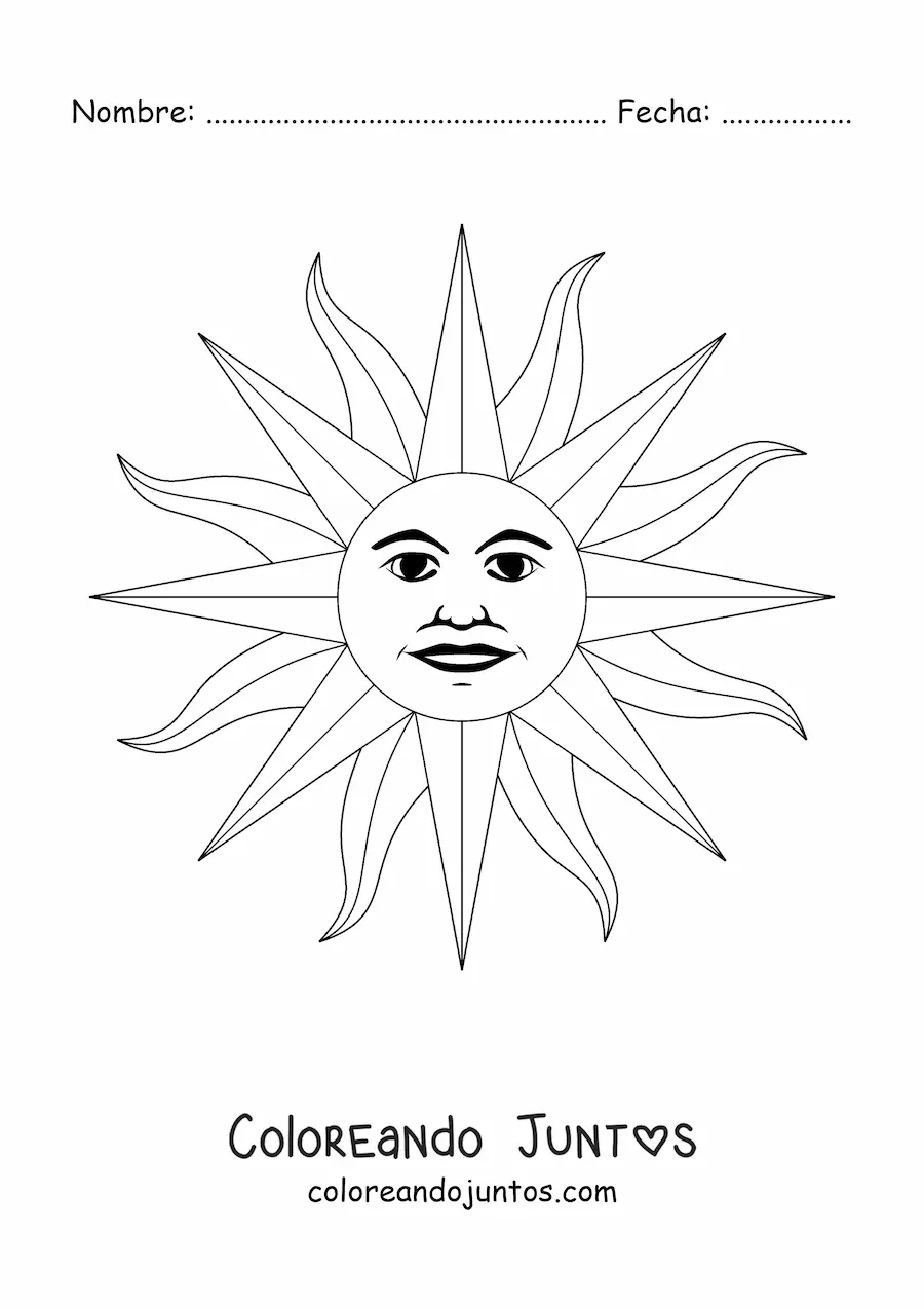 Imagen para colorear del sol de la bandera de uruguay