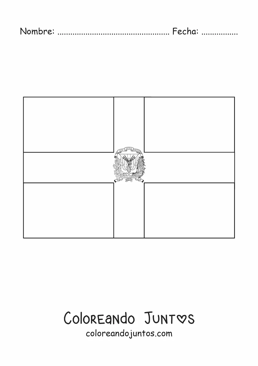 Imagen para colorear de bandera de república dominicana horizontal