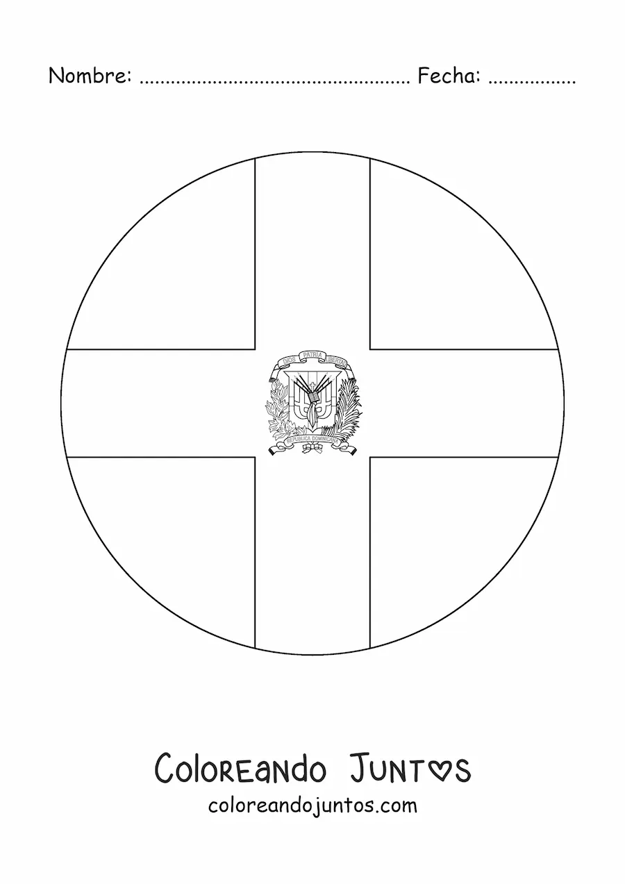 Imagen para colorear de emoji de bandera de república dominicana redonda