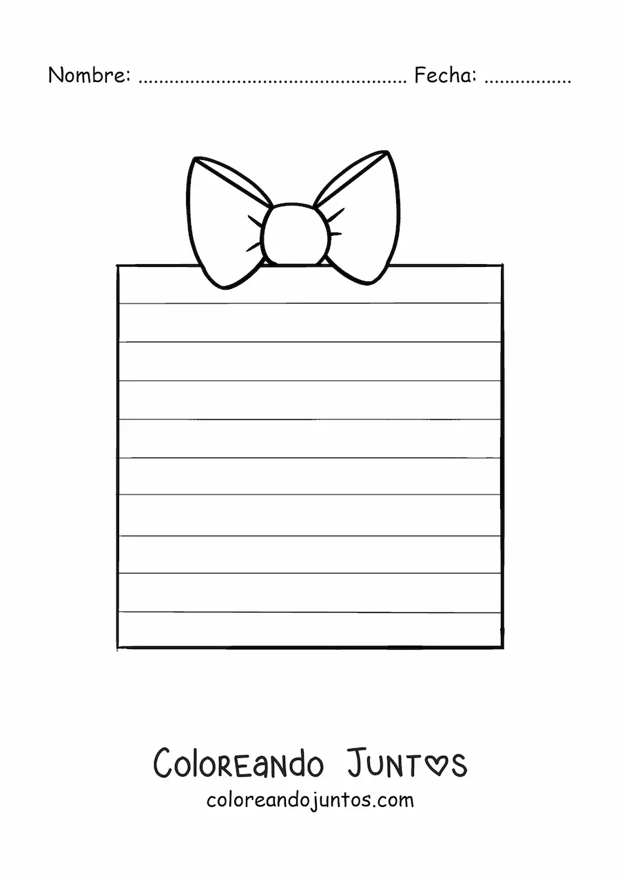Imagen para colorear de regalo de Navidad grande con líneas