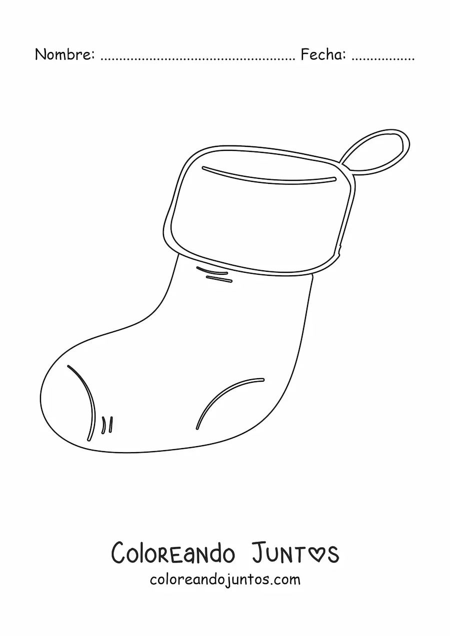 Imagen para colorear de calcetín de Navidad grande sencillo