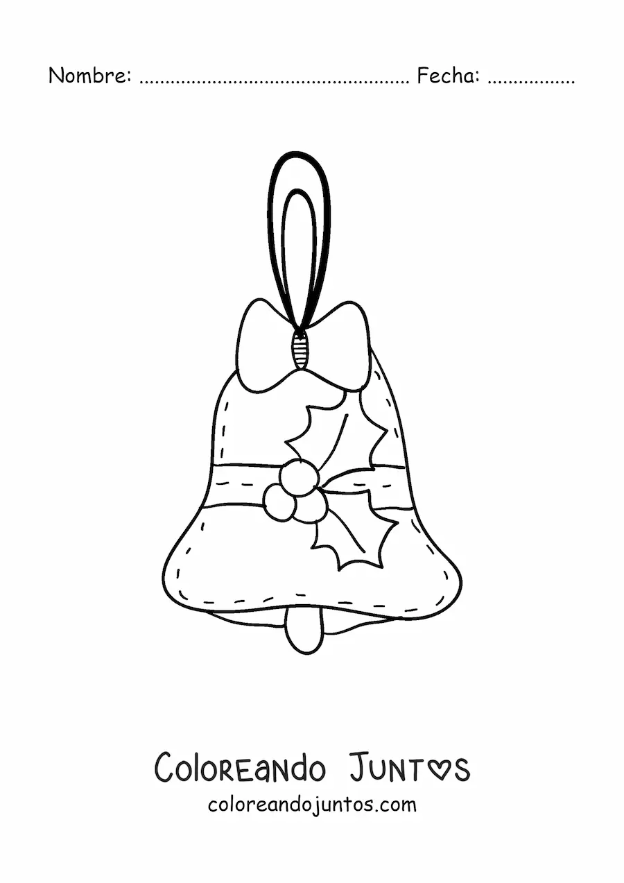 Imagen para colorear de adorno de campana navideña